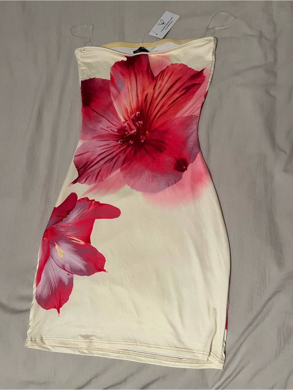 Windsor Cream Mini Dress with Pink Floral Print